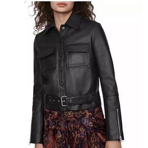 Maje Blizalia Leather Jacket
